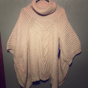 BNWT Beige poncho sweater - roomy & warm!!